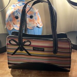 Kate Spade Striped Satchel with Black Accents